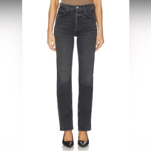 Agolde 90s Pinch Waist High Rise Long Straight Jeans in Radius